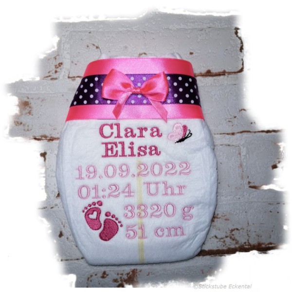 Farbenkombination Satinband pink mit Satinband  Punkt Nr. 3 Schleife pink